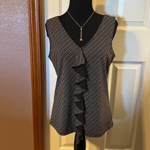 Casual Corner Black and Beige Patterned Top